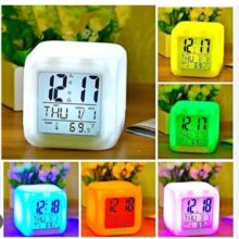 ساعت رومیزی و دماسنج دیجیتال  الارم دار مدل کالر چنج RGB