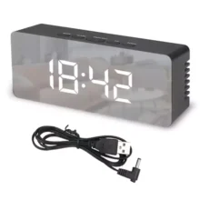 ساعت رومیزی دیجیتال و دماسنج دیجیتال الارم دار اتصال با usb به شارژر موبایل