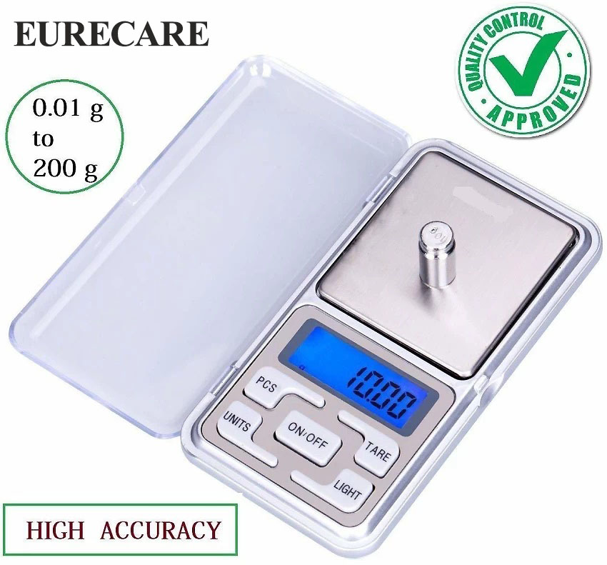 ترازو زرگری دیجیتالی جیبی 200 گرمی EURECARE (اصلی) سه صفر اتوماتیک
