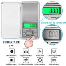ترازو زرگری دیجیتالی جیبی 200 گرمی EURECARE (اصلی) سه صفر اتوماتیک