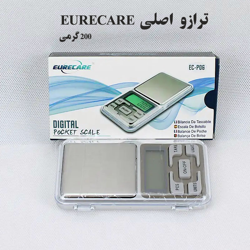 ترازو زرگری دیجیتالی جیبی یورکیر eurecare گرمی (اصلی) سه صفر اتوماتیک